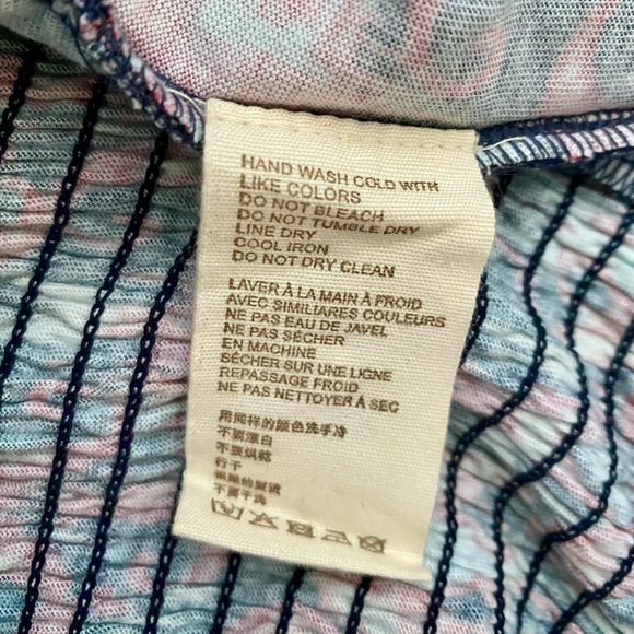 Anthropologie Let Me Be Printed Smocked Ruffle Sleeve 100% Cotton Crop Top - Picture 7 of 11